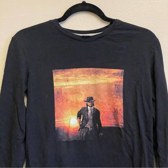 Agary & Easy L Red Dead Redemption long sleeve black western t-shirt - Picture 2 of 7